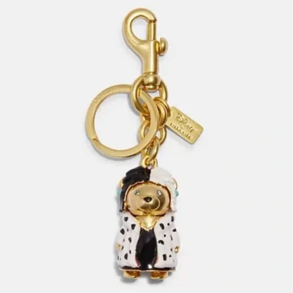 Coach Gold-tone Bear Key Fob with White and Black Coat